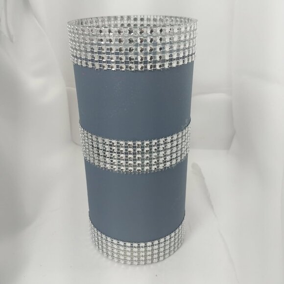 HOMEMADE DARK SILVER VASE WITH SILVER TRIMMING - Picture 1 of 1